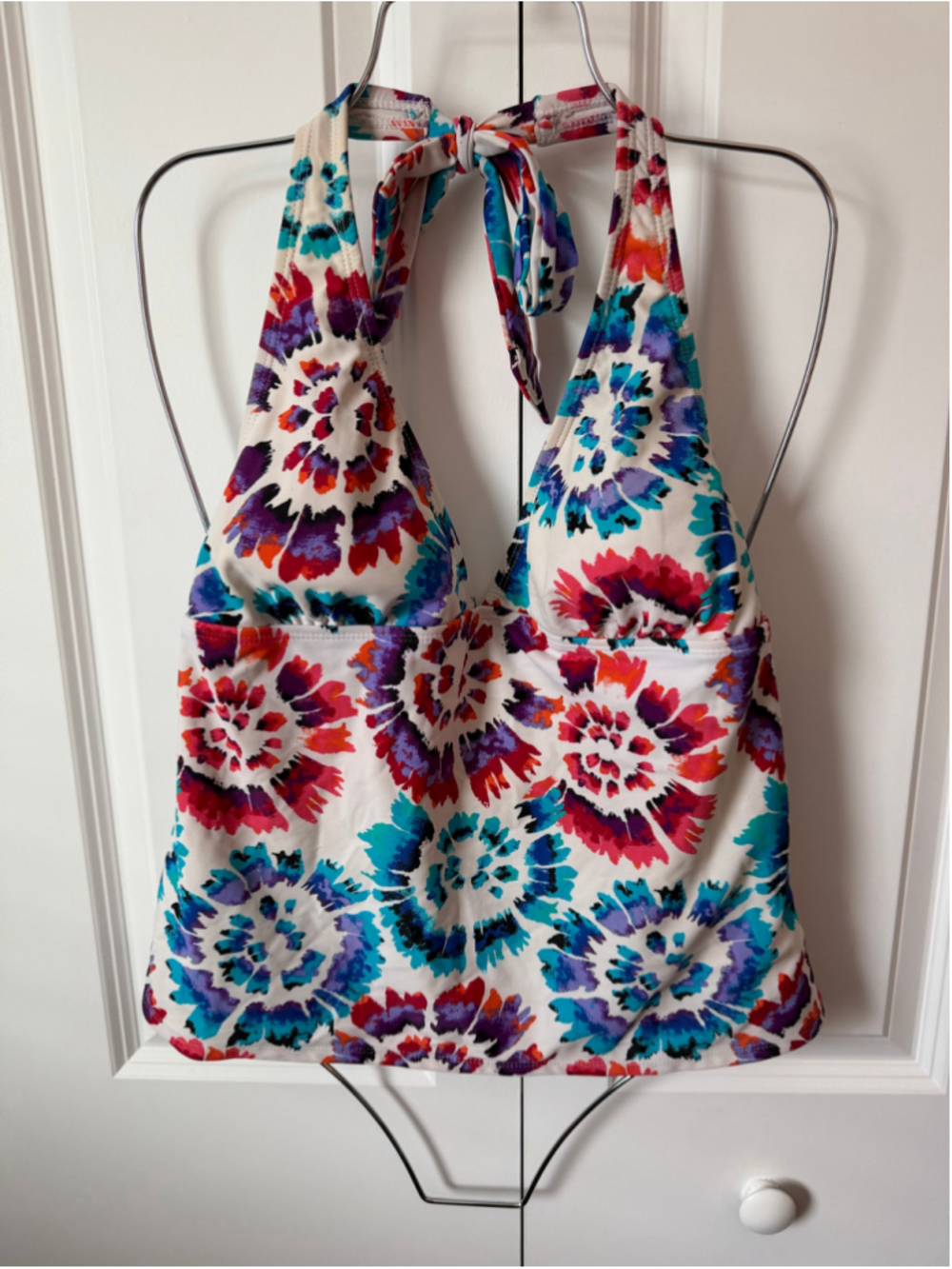 Catalina Multicolor Floral Halter Tankini Top L